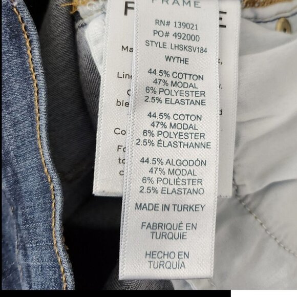 Frame Jeans Womens 27 Le High Skinny Wythe Side Hem Slits Blue Dark Wash Stretch - Picture 7 of 12